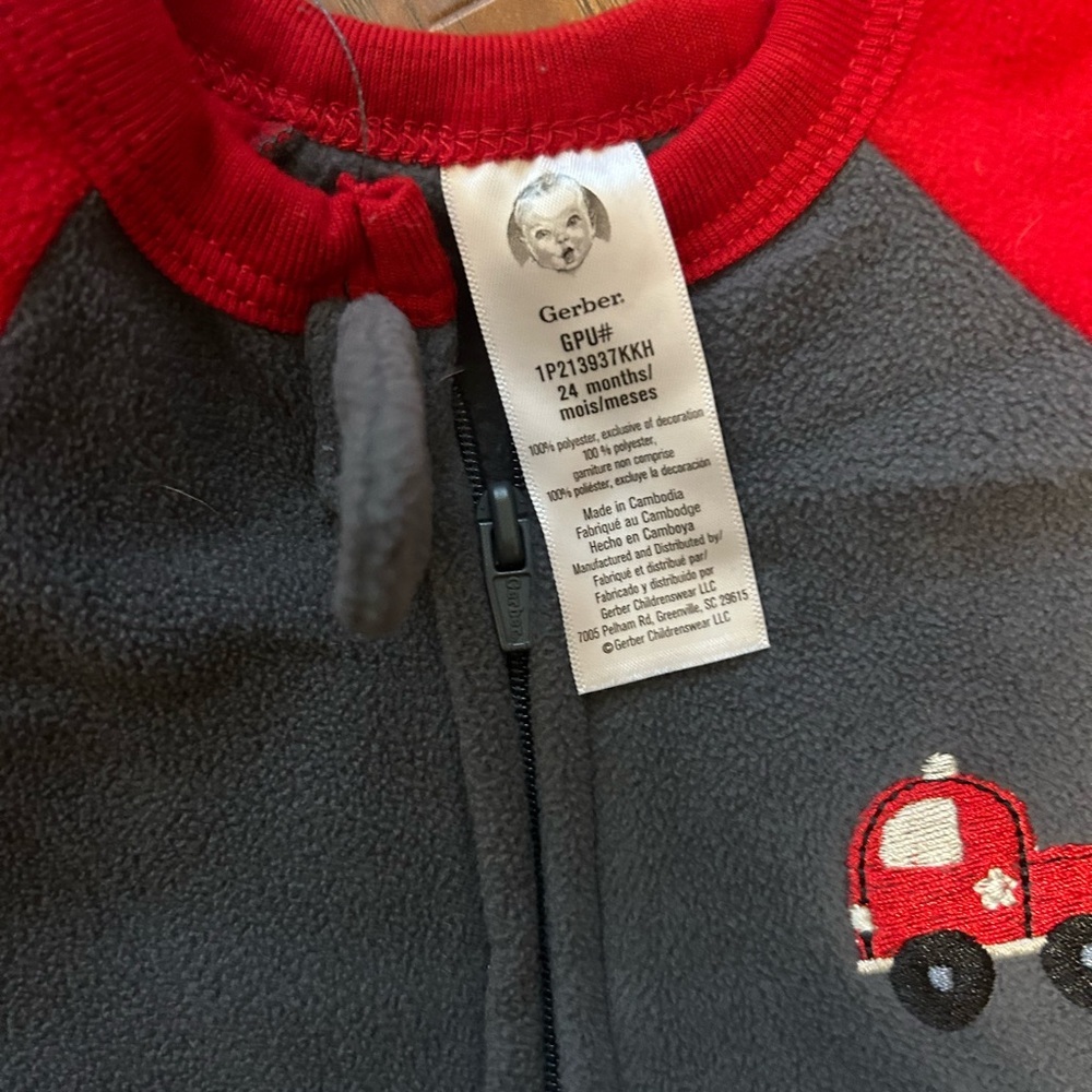 Gerber Baby & Toddler Boys' Fire Truck Microfleece Sleepers 24 Months Bundle - Picture 3 of 9